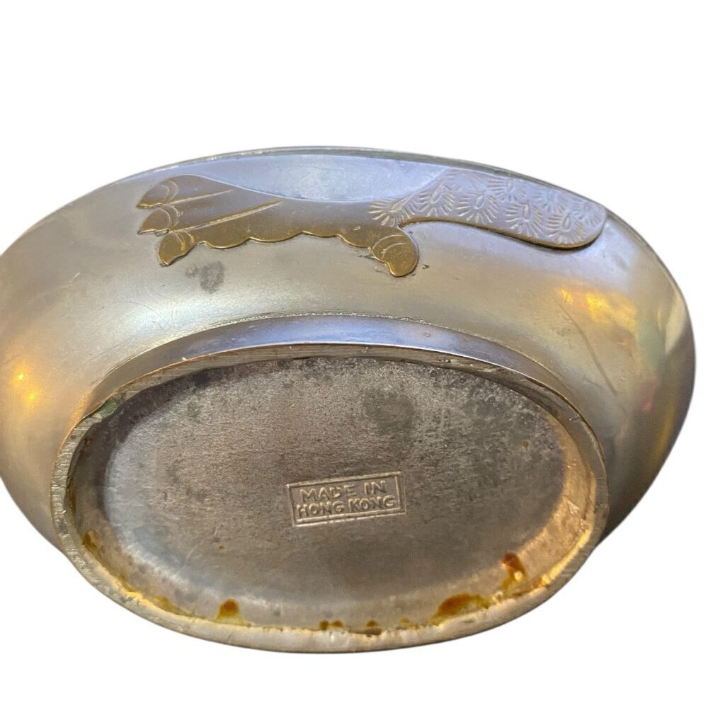 Vintage 1970's Pewter Duck Trinket Box with Brass Overlay Hong Kong 4" x 5" - Picture 8 of 9